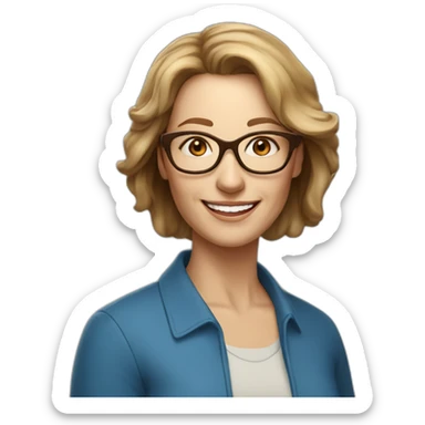 middle-aged-woman-light-brown-hair-brown-glasses-smiling-blue-eyes sticker