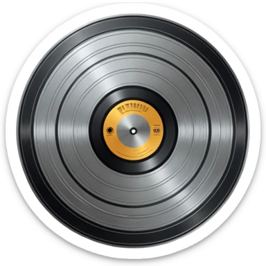 A dark metal platinum music award plaque The center features a relief of a or stylized vinyl record in a slightly darker metallic tone sticker