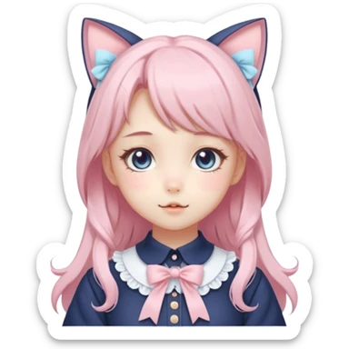 Shiny Blushing Cute Kawaii Beautiful Pastel Lolita Anime Catgirl Trending Style Cottagecore Pastelcore  sticker