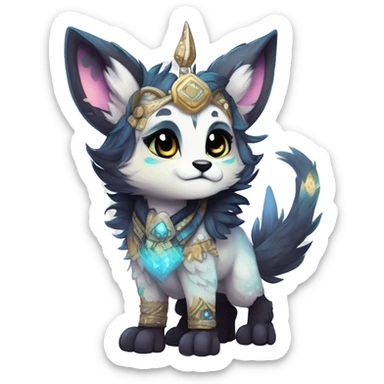 Cool cute Kawaii edgy ethereal futuristic modern epic fantasy animal sparkle fursona Fionbri creature by griffsnuff & LiLaiRa & Falvie full body sticker