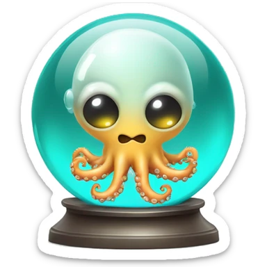 crystal ball with turquoise cute little surgeon octopus sticker