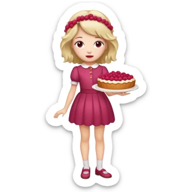 Raspberry torte human girl full body and legs with a raspberry barrette on her hair sticker