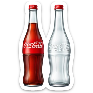 classic curved Coca-Cola style glass bottle with red liquid inside sticker