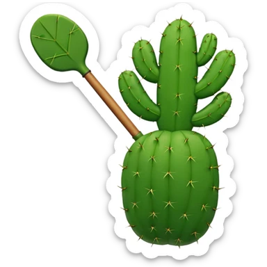 Create a single emoji of a Mexican edible nopal cactus, without thorns or spines. It should look like the smooth, green paddles of a nopal ready to be cooked or eaten in Mexico. No flowers, no pot, no desert background — just one clean, bright green, soft nopal paddle. Minimalistic emoji style. sticker
