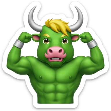 Green bull saluting  sticker