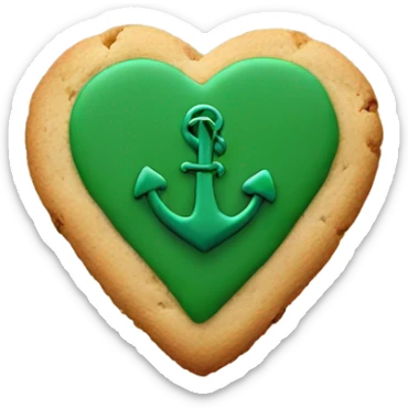 cookie heart with dark green anchor sticker