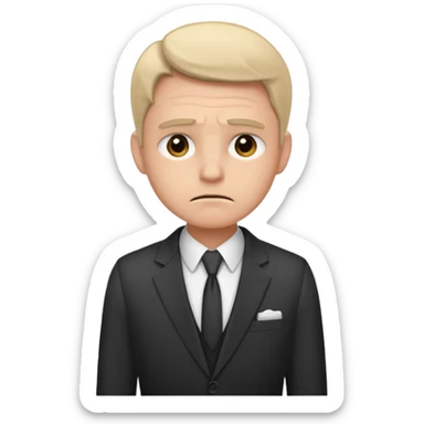 a liittle tired and frustrated entepreneur (only his face). with suit and only a little bit emotional face sticker