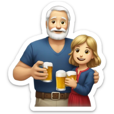 Père Noël qui offre un verre de bière à un enfant comme cadeau sticker