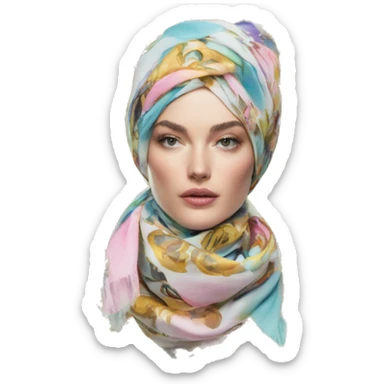 Dolce and Gabbana scarf with colourful pastel ornament print and golden detais  sticker