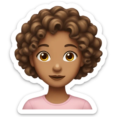 girl with brown curly hair,tan skin and brown eyes sticker