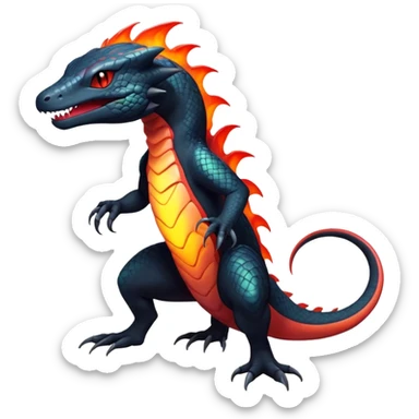 Colorful Dark Shiny Exotic Salandit-Quilava-Fakémon-hybrid-creature (full body)  sticker