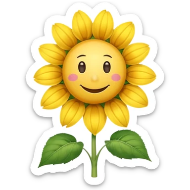 make a sunflower with a white disc in the middle with a smiley face, make it have 6 yellow petals and remove the cheeks nose and eyebrows sticker