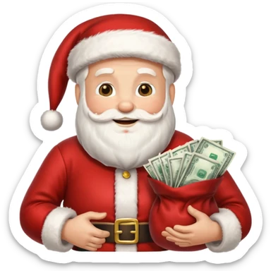 Um emoji de um  papai noel segurando um saco de dinheir sticker