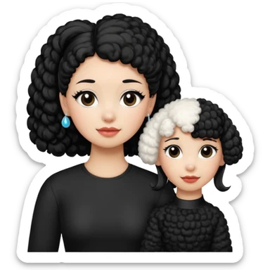 Poodle and Black ponytail girl say goodbye sticker