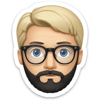 Quiero a un profesor de inglés que sea blanco con el pelo negro y corto que tenga barba pero no muy larga que tenga gafas con los ojos negros que esté fuerte y que al lado tenga a una chica rubia con los ojos azules y guapa sticker