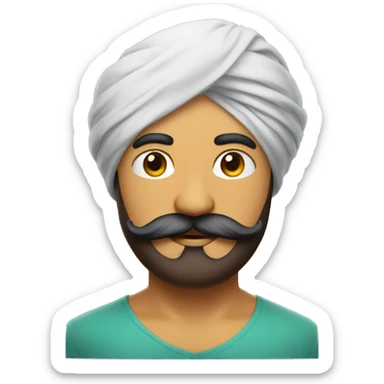 A man with a punjabi turban and having a big mustache sticker