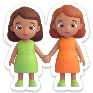 Slightly increase the volume of the upper body of the girl, separate the girl and the boy from each other, and make the skin color the same for both characters. Keep the cartoonish 3D style. sticker
