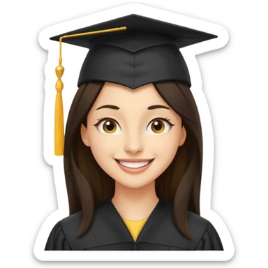 带着学士帽的，深棕色长发，黄种偏白皮肤的，高鼻梁，不戴眼镜的女博士生，在wink，年龄26岁 sticker