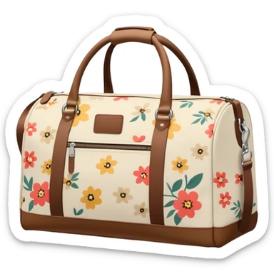 A sports bag with a pale light beige print in a small flower sticker