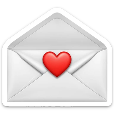 envelope with a small heart coming out sticker