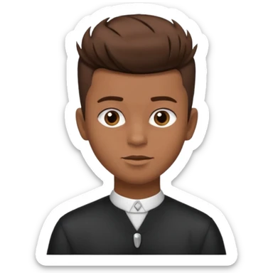 create a fringe haircut boy with a brown hair with hair little up more looking like quiff hairstyle but its going straight not on side sticker