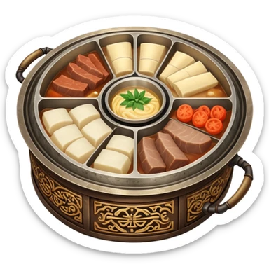 Vintage Chinese hotpot with divided sections sticker
