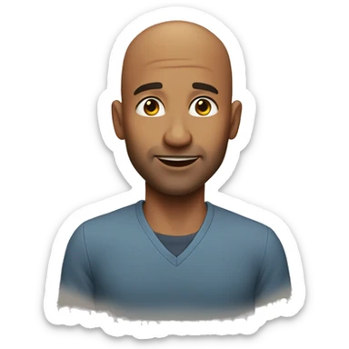Bald headed handsome 45 year old man with shaka  sticker