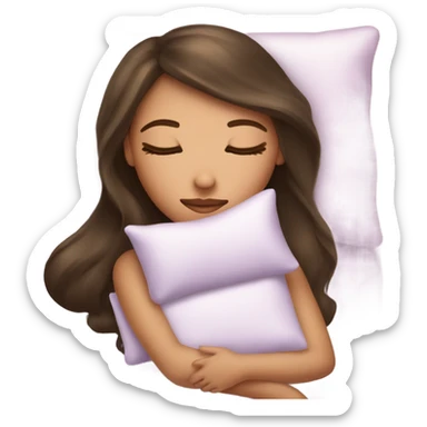 sleeping beauty brunette olive skintone girl with a silk pillow sticker