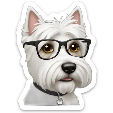 Man with glasses anda westie dog in s sticker