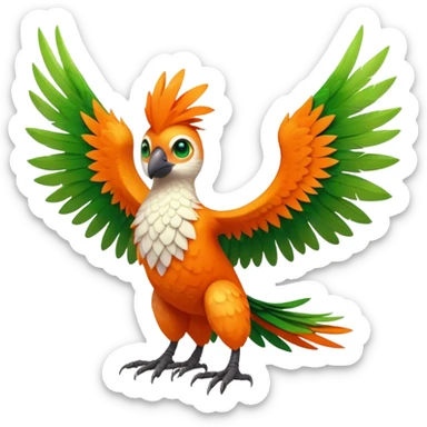 Tropical lush warm-colored Fakémon-Trico-creature (full body) sticker