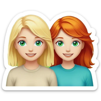 blondie girl with blue eyes, with redhead girl with green eyes sticker
