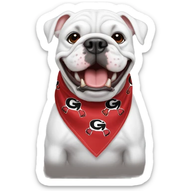 uga white bulldog emoji wearing red bandana smiling sticker