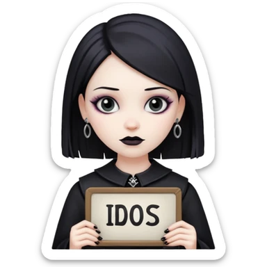 goth woman with  sign sticker