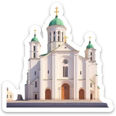 3D Discord role icon, Vilnius Cathedral, Lithuania, true-to-life architecture, no flags or extra elements, plain background, optimized for small size sticker
