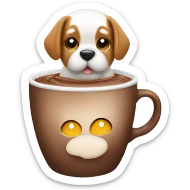 create an emoji of a cute dog in a hot chocolate cup  sticker