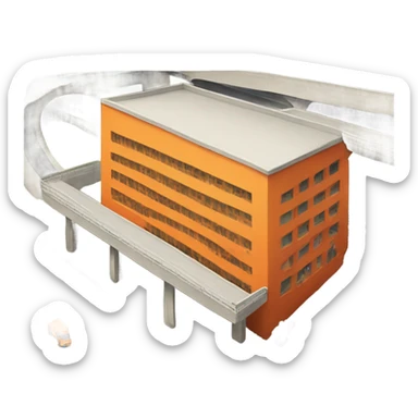 Orange building under highway overpass sticker