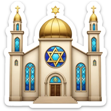 reform jewish synagogue similar in architecture to historical churches (pretty and magnificent), white in color, in ios emoji style sticker