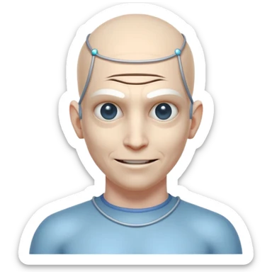 mutant test subject portrait, head and shoulders only, third eye on forehead, pale skin, creepy calm smile, lab experiment style, 3D cartoon, mobile game icon style, clean background, no text, no watermark

 sticker