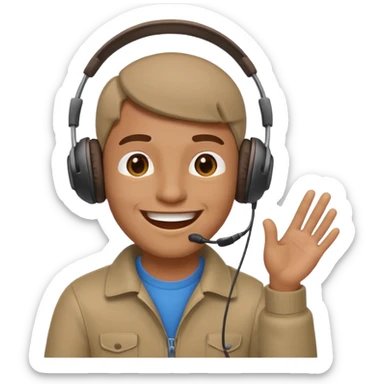 happy guy listening to music on a headset sticker