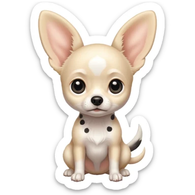 white Chihuahua with black dots. Big ears and big eyes. Full body sticker