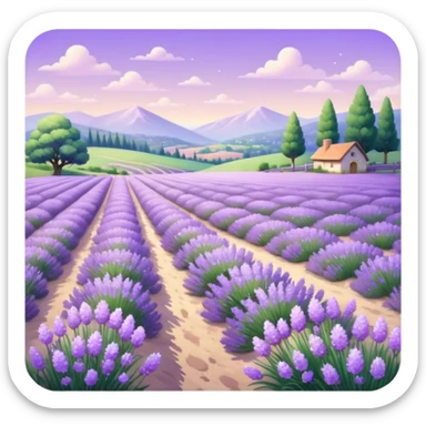 Shiny beautiful glossy purply pastel whitish light sparkly glittery sunny bright lavender lilac flower fields aesthetic scenery grass field cottagecore pastelcore lavendercore realistic real life landscape  sticker