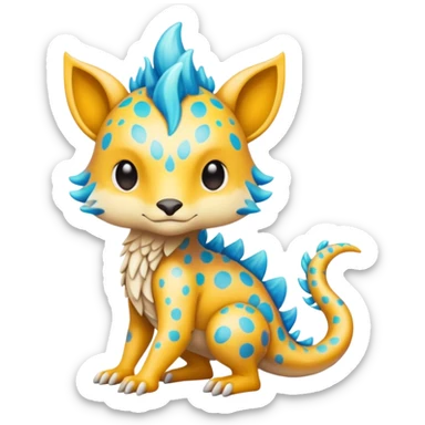 a colorful edgy cute vernid-fionbri-creature with splash patterns full body sticker