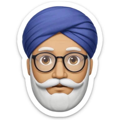 A man with a punjabi turban and having a big mustache face should be hidden he should also have glasses  sticker