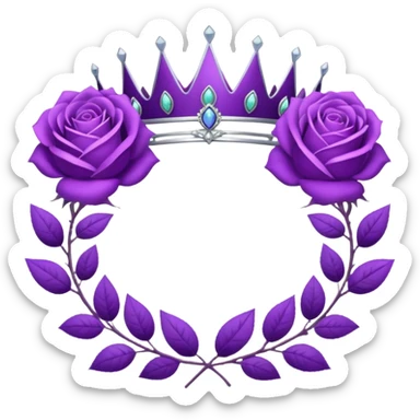 Purple rose with silver tiara and a purple emblem leaf wreath sticker