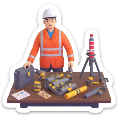 Marine geologist working with core samples and scientific equipment on ship deck sticker