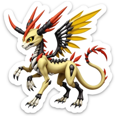 Anthro Digitigrade Cool Badass Skeletal Meloetta-Wargreymon-Renamon-Guilmon-Pokémon-Digimon-Fakémon-fusion-hybrid-creature sticker