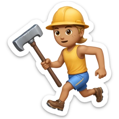 An emoji representing the "ironman challenge event" long-distance marathon for an mmorpg player who crafts everything themselves the hard way, and does not buy or sell items in-game. See https://ironman.com for ideas. sticker