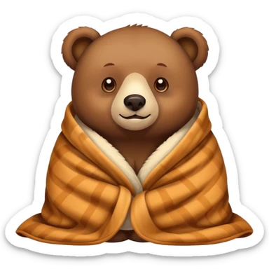 bear cozy in blanket sticker