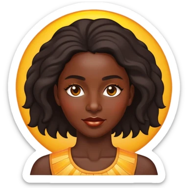 A black beautiful woman in front of the shining sun  sticker