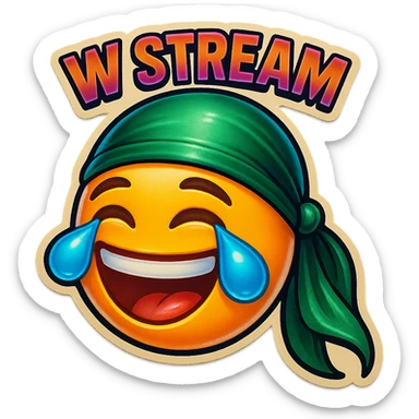 laughing crying 
lol face
Change His durag To Green
Add the words W Stream sticker